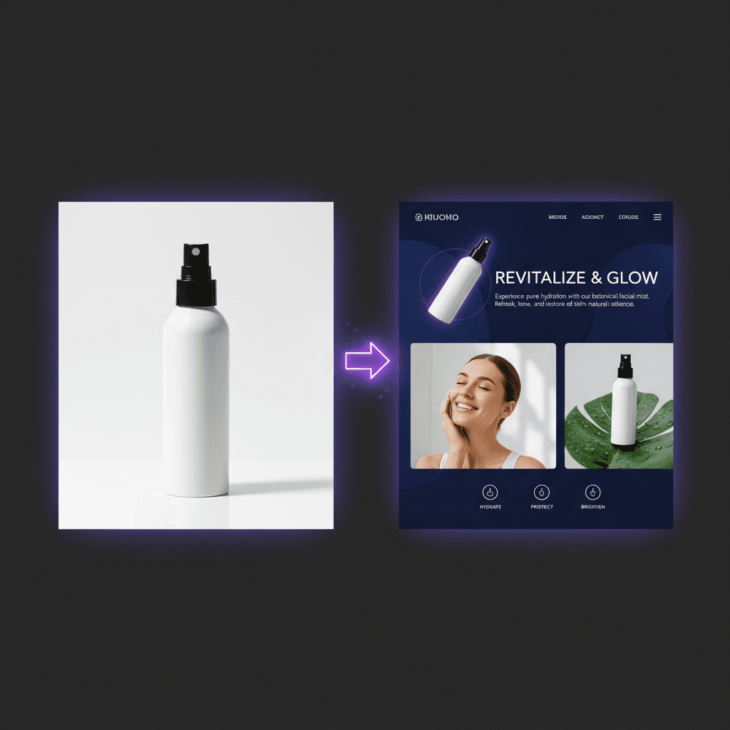 Product photo to landing page transformation